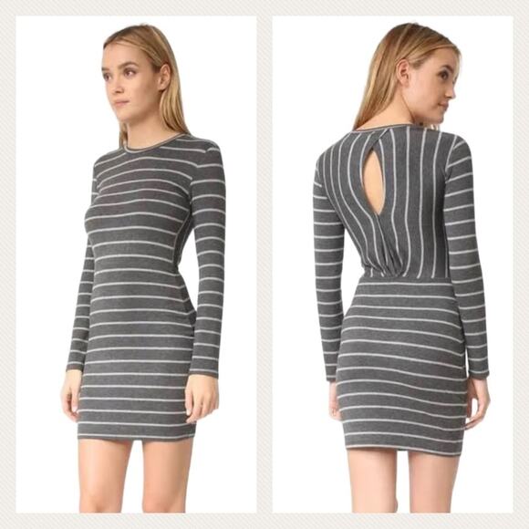 Cupcakes & Cashmere Stripe Malbec Heather Gray Mini Dress Size L - Picture 2 of 11